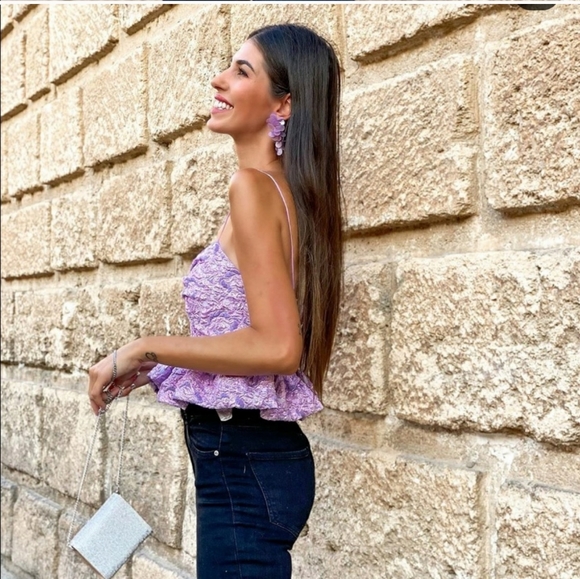 Zara limited edition strappy peplum top Jacquard - Picture 9 of 16